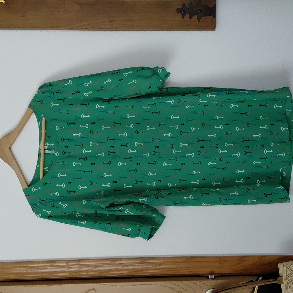 Green Key Print Dress
